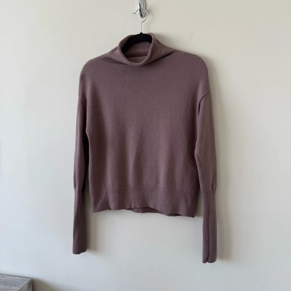 Aritzia Wilfred Cyprie Cow Neck Merino Wool Sweater - Mauve - Picture 4 of 10